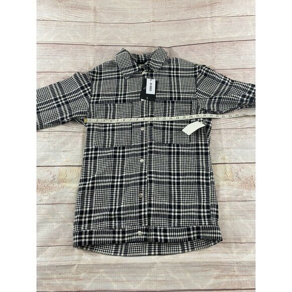 NWT 4th Reckless Women's Tall Oversized Shacket In Mono Plaid - XS - Picture 6 of 12
